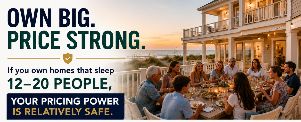 If you own homes that sleep 12-20 people your pricing power is relatively safe