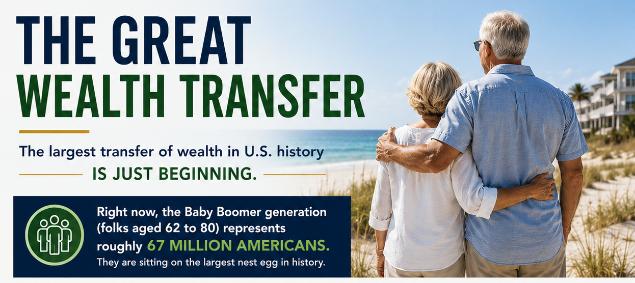 The largest tresnfer of wealth in U.S. History is just beginning.
